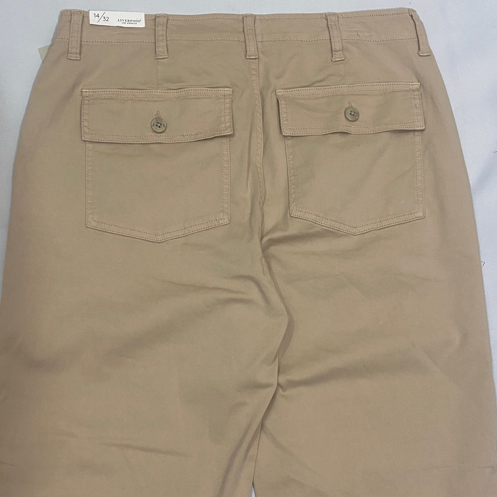 LIVERPOOL Relaxed-fit Cropped Khaki Pants Women's Size 14/32 - Picture 3 of 10